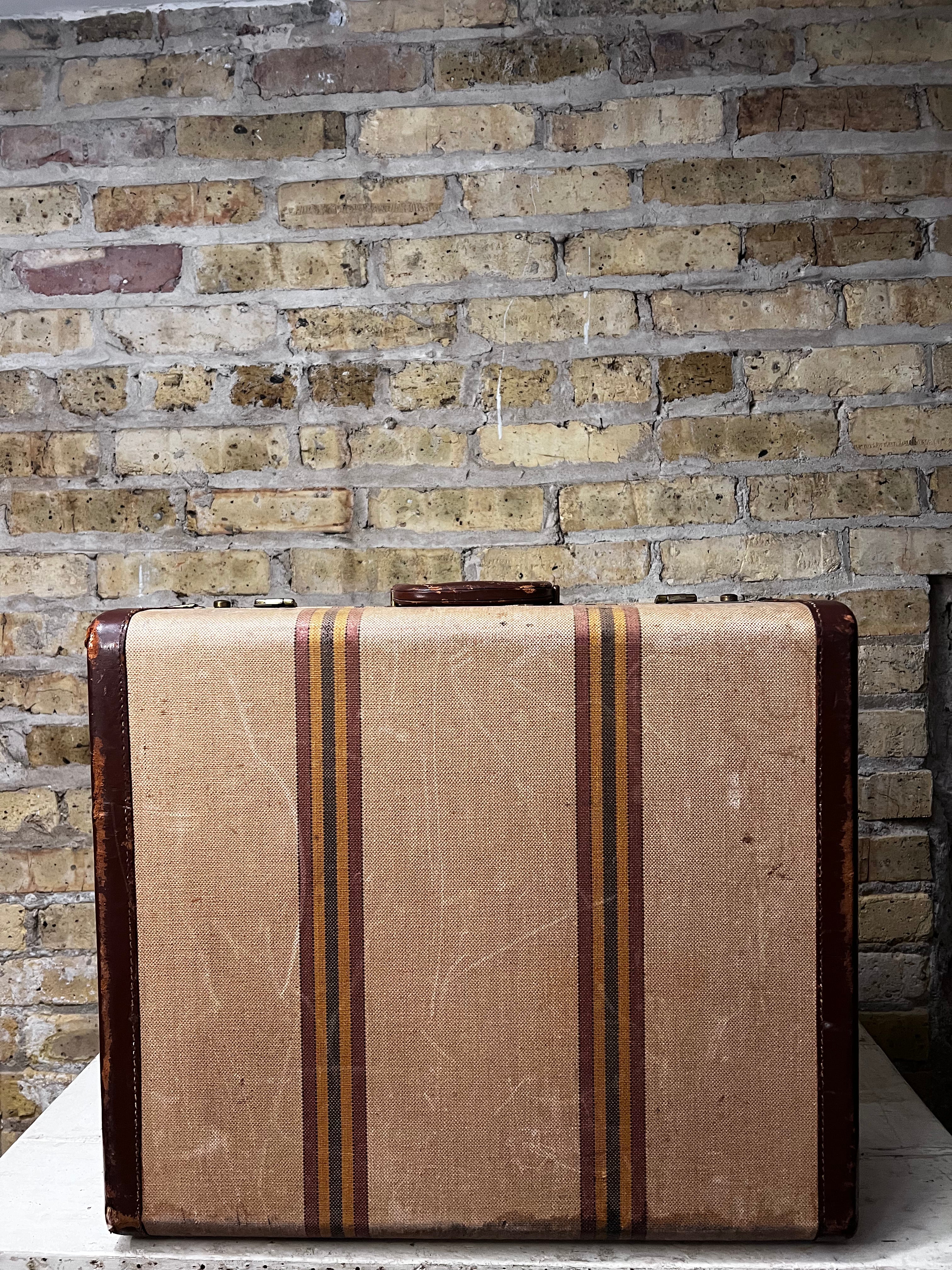 Vintage Yellow & Brown Suitcase