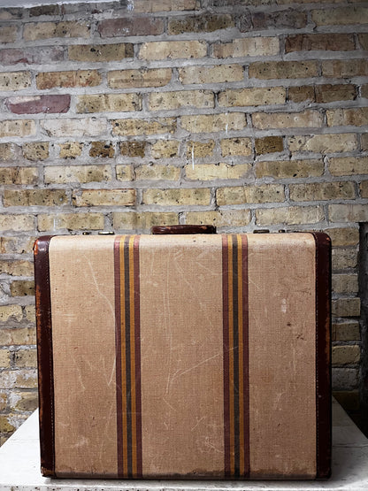 Vintage Yellow & Brown Suitcase