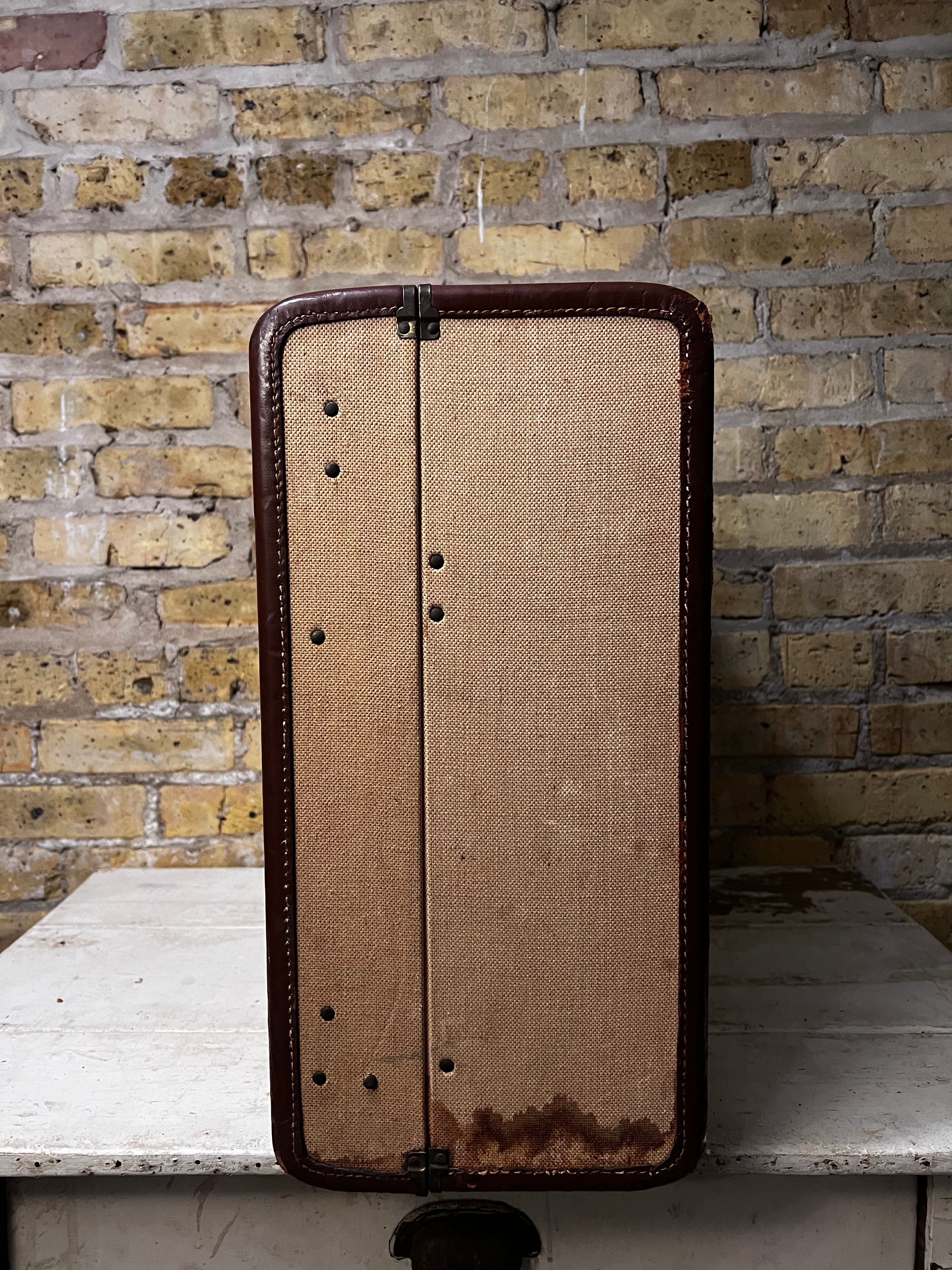 Vintage Yellow & Brown Suitcase