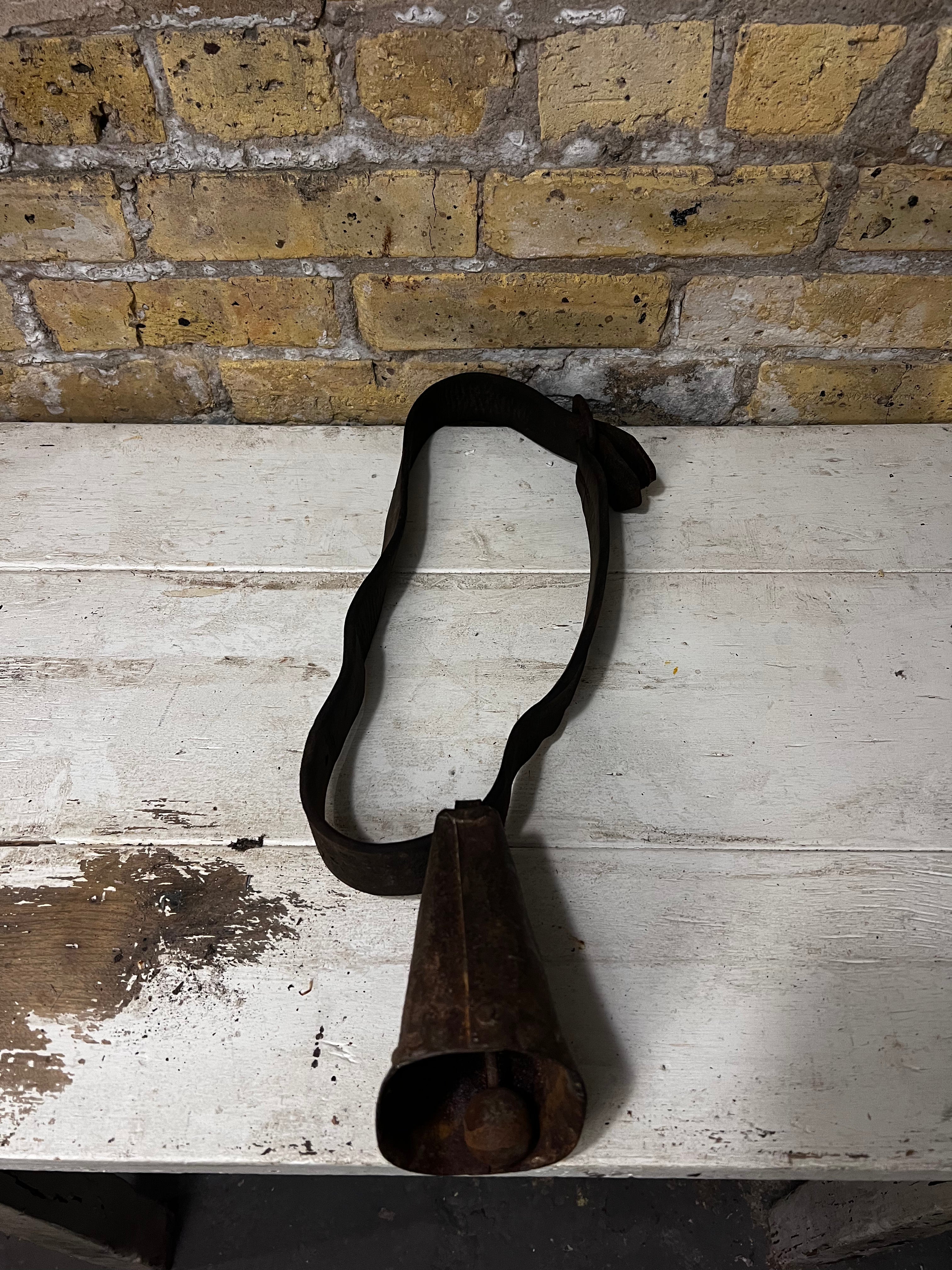 Vintage Cow Bell Collar on a Leather Strap