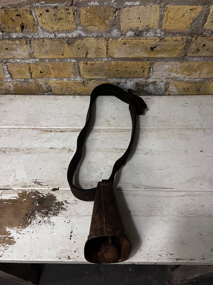 Vintage Cow Bell Collar on a Leather Strap