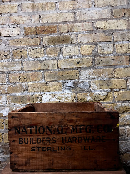 Antique National Manufacturing Company wood Advertising Crate