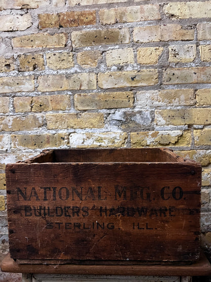 Antique National Manufacturing Company wood Advertising Crate