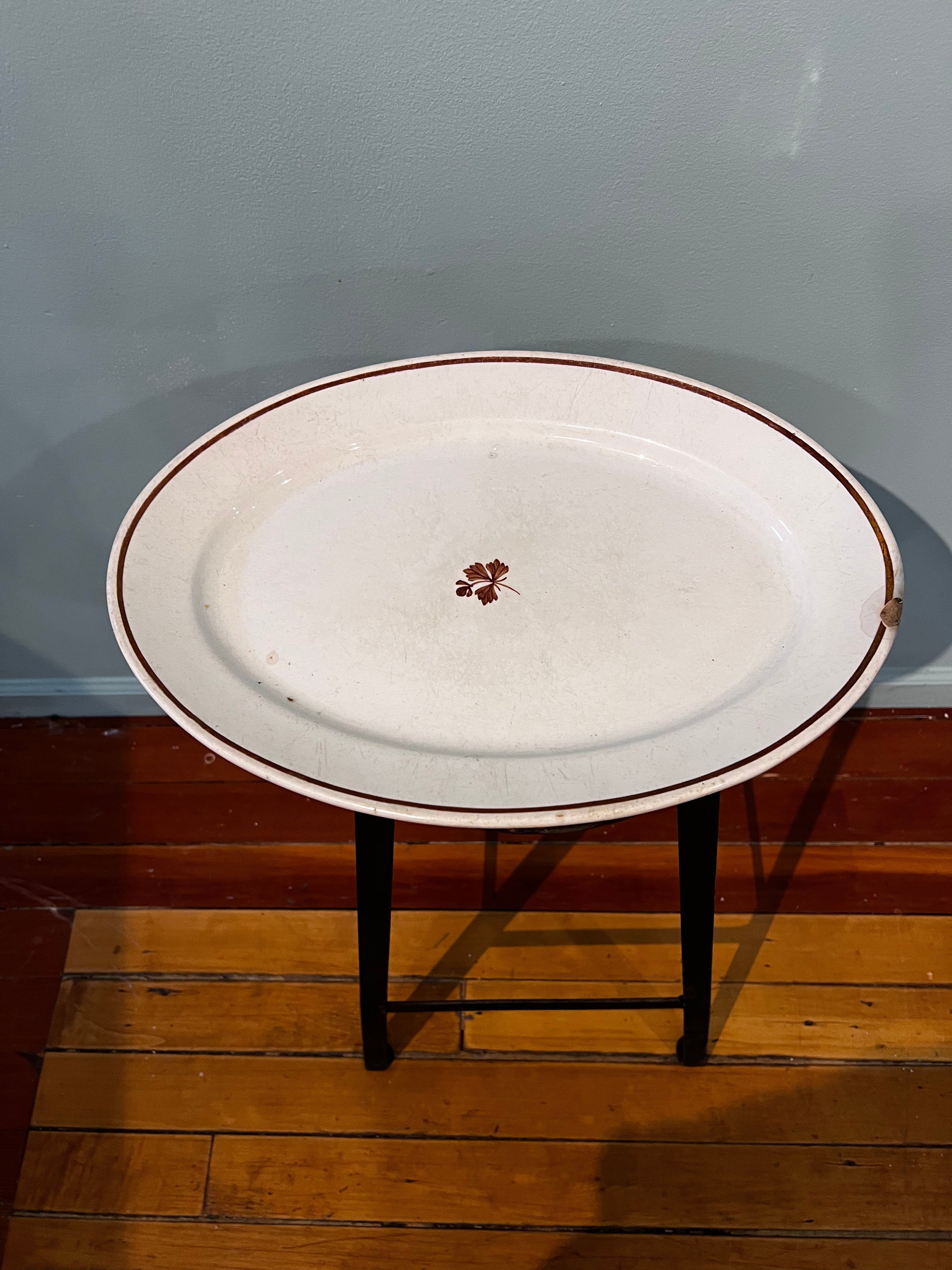 Antique white serving plate